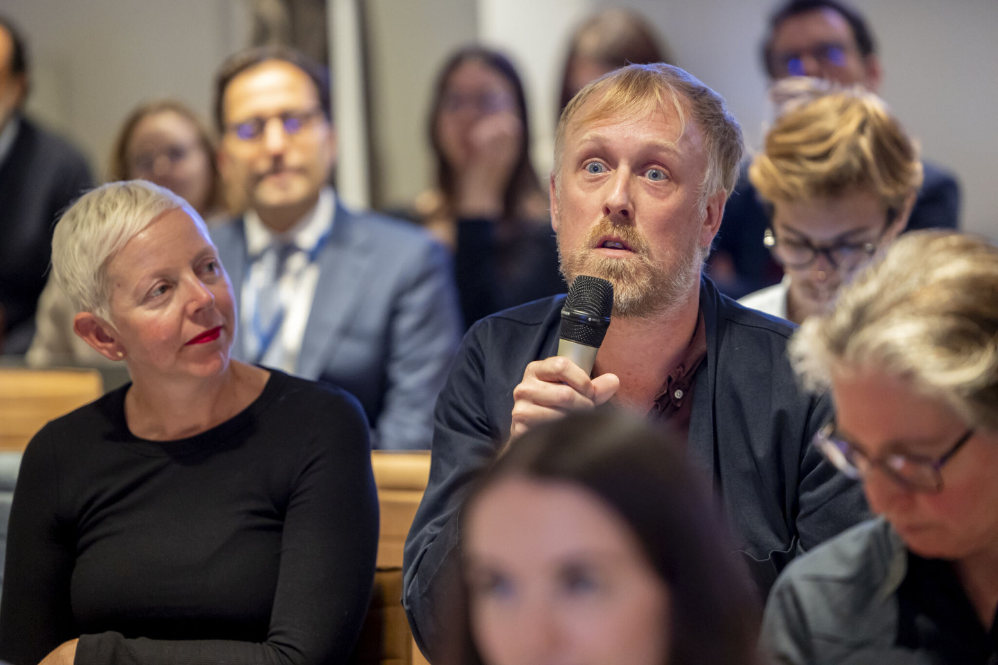 EUNIC President, Kirsten van den Hul, and EUNIC Director, Andrew Manning, at European Parliament discussions on the next EU budget.