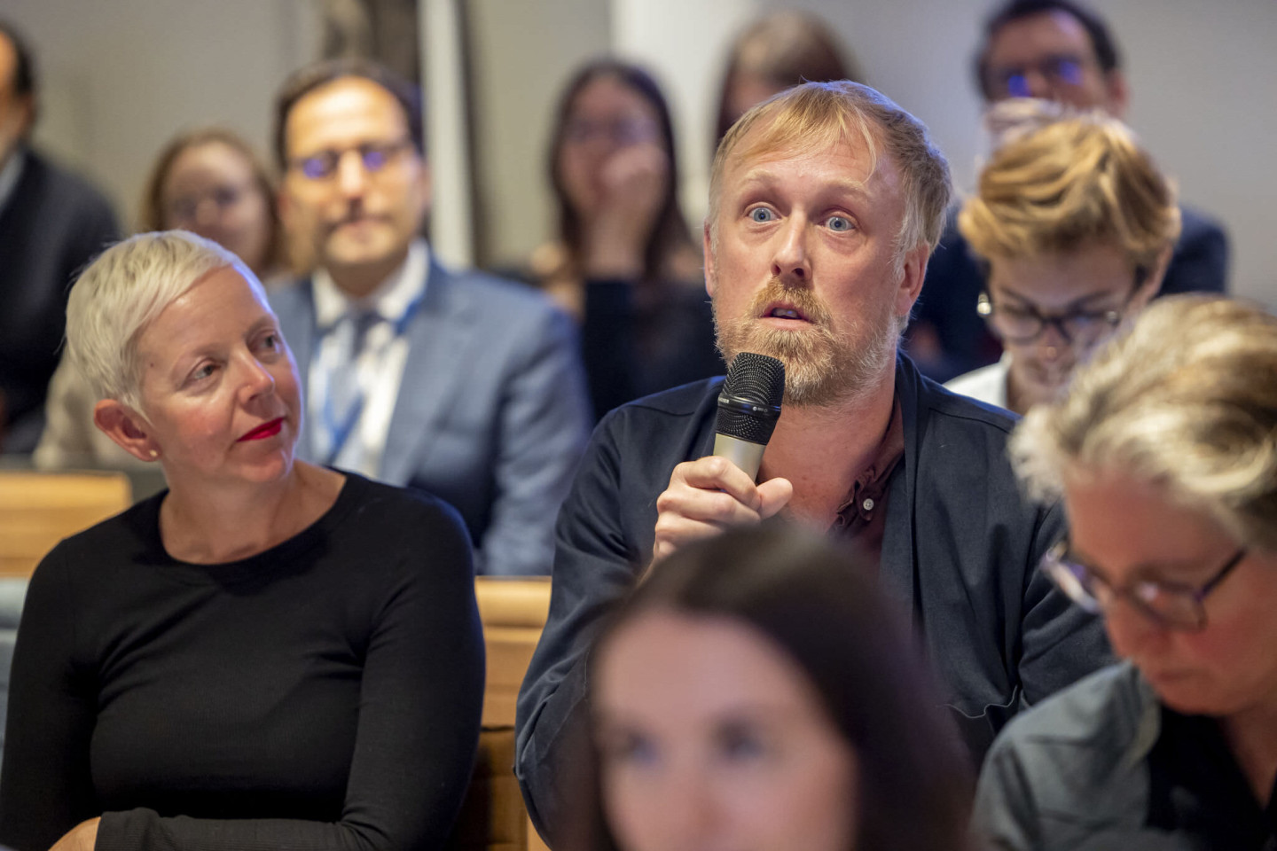 EUNIC President, Kirsten van den Hul, and EUNIC Director, Andrew Manning, at European Parliament discussions on the next EU budget.